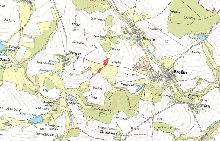 Prodej louky, Křešín, 3606 m2