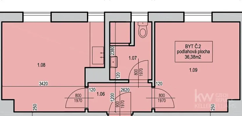 Pronájem bytu 2+kk, Děčín, K. Světlé, 44 m2