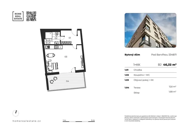 Prodej bytu 1+kk, Praha - Smíchov, Pod Barvířkou, 32 m2