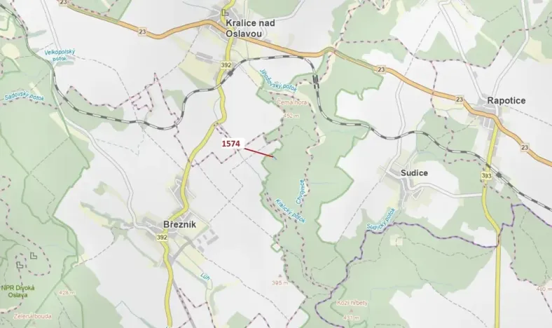 Dražba lesa, Březník, 885 m2