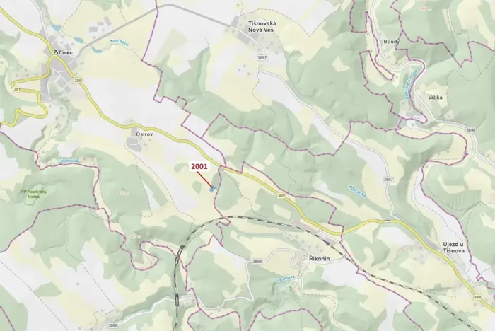 Dražba lesa, Žďárec, 2873 m2