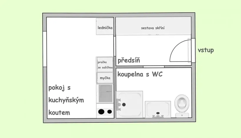 Pronájem bytu 1+kk, Praha - Suchdol, Suchdolské náměstí, 24 m2