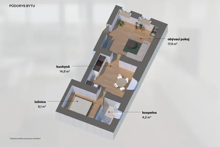 Pronájem bytu 2+1, Hodkovice nad Mohelkou, Liberecká, 41 m2
