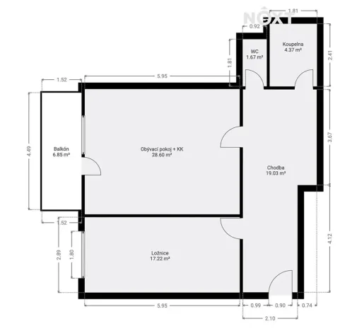 Prodej bytu 2+kk, Praha - Čakovice, Marty Krásové, 66 m2