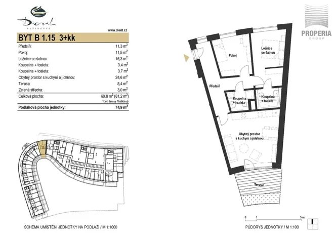 Prodej bytu 3+kk, Brno, Bystrcká, 75 m2