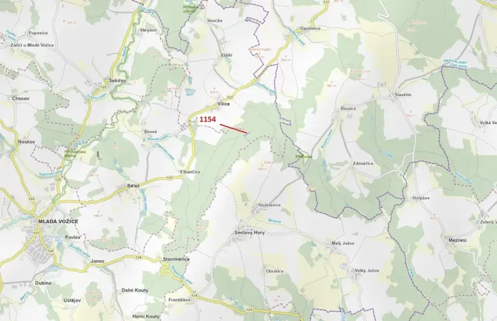 Dražba lesa, Vilice, 2384 m2