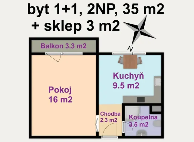 Pronájem bytu 1+1, Olomouc, Stupkova, 35 m2