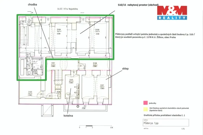 Prodej obchodního prostoru, Praha, Víta Nejedlého, 72 m2