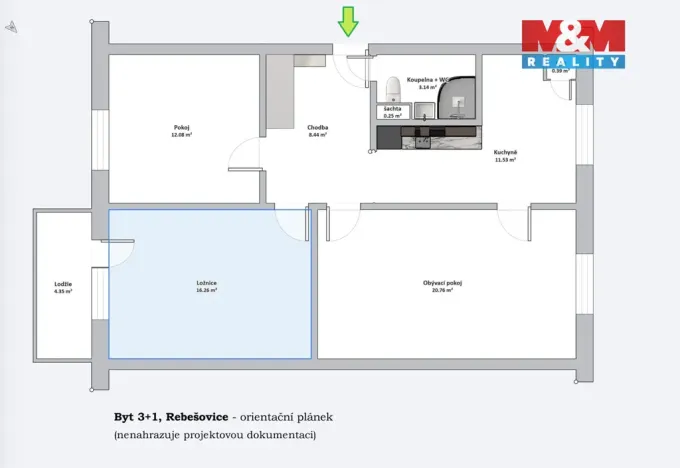 Prodej bytu 3+1, Rebešovice, Horky, 73 m2