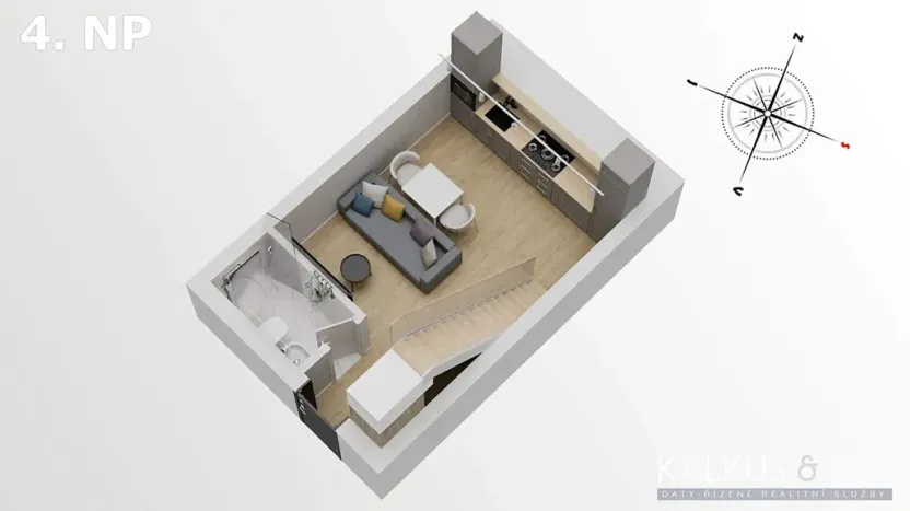 Pronájem atypického bytu, Hradec Králové, Eliščino nábřeží, 38 m2