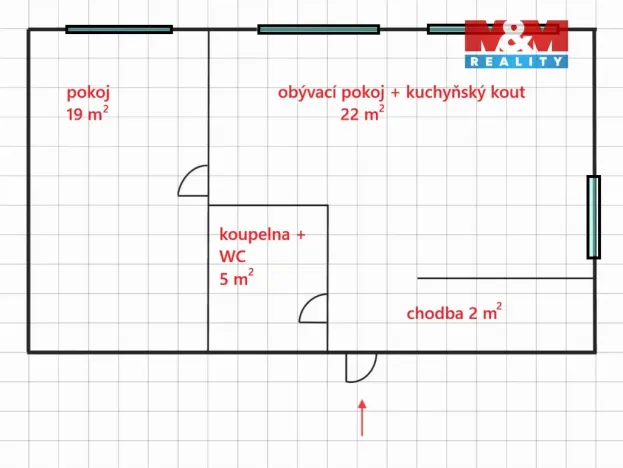 Pronájem bytu 2+kk, Heřmanův Městec, Masarykovo náměstí, 48 m2