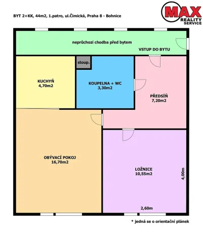 Pronájem bytu 2+kk, Praha - Bohnice, Čimická, 44 m2