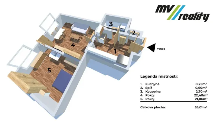 Prodej bytu 2+kk, Praha - Holešovice, Schnirchova, 55 m2