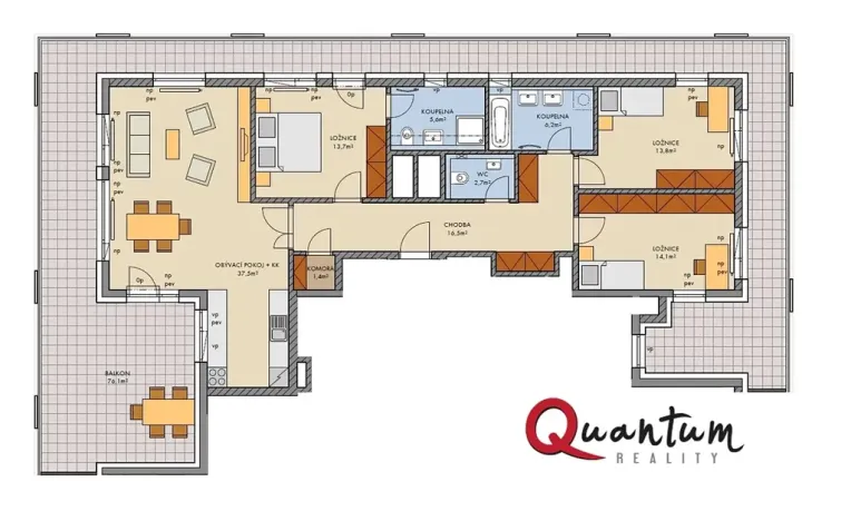 Pronájem bytu 4+kk, Praha - Stodůlky, Medunova, 119 m2