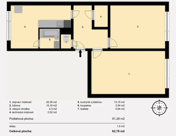 Pronájem bytu 2+1, Strakonice, Heydukova, 63 m2