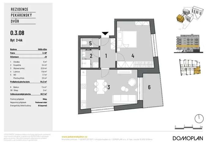 Prodej bytu 2+kk, Brno, Bratislavská, 54 m2