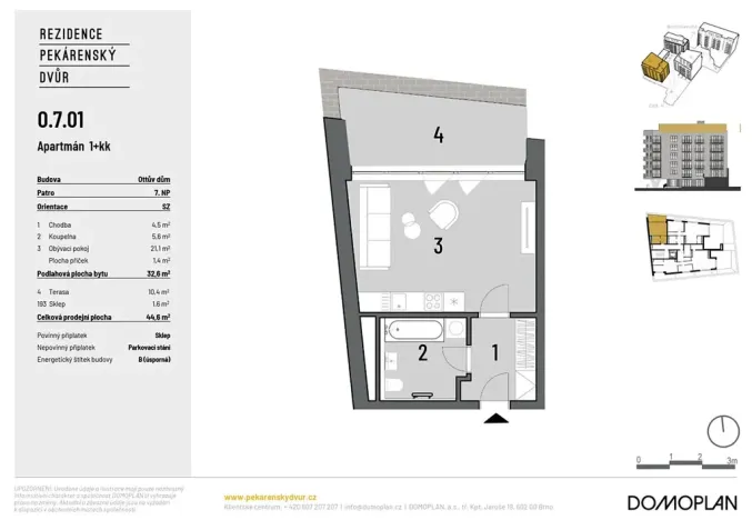 Prodej bytu 1+kk, Brno, Bratislavská, 32 m2