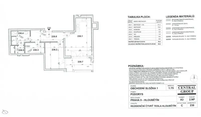 Pronájem bytu 2+kk, Praha - Hloubětín, Poděbradská, 60 m2