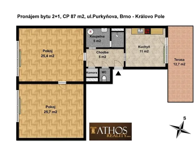 Pronájem bytu 2+1, Brno, Purkyňova, 74 m2