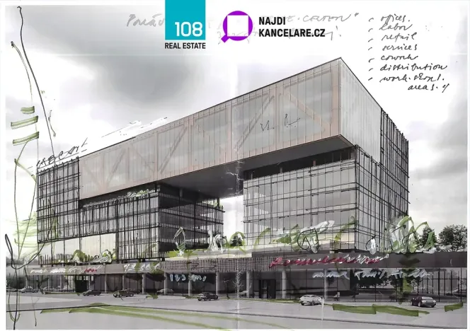 Pronájem kanceláře, Brno, Škrobárenská, 1135 m2