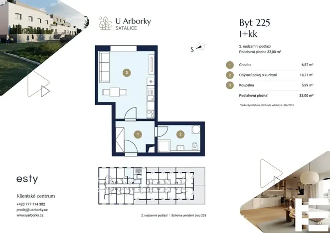 Prodej bytu 1+kk, Praha - Satalice, Za Novákovou zahradou, 32 m2