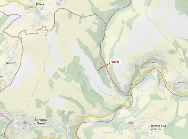 Dražba lesa, Benešov u Semil, 1110 m2