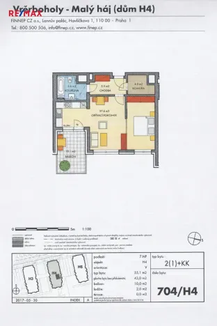 Pronájem bytu 2+kk, Praha - Dolní Měcholupy, Honzíkova, 55 m2