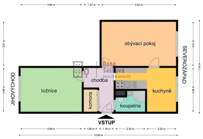Pronájem bytu 2+1, Jindřichův Hradec, sídliště Vajgar, 61 m2