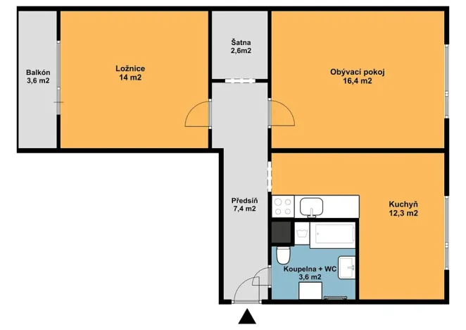 Prodej bytu 2+1, Sobotín, 60 m2