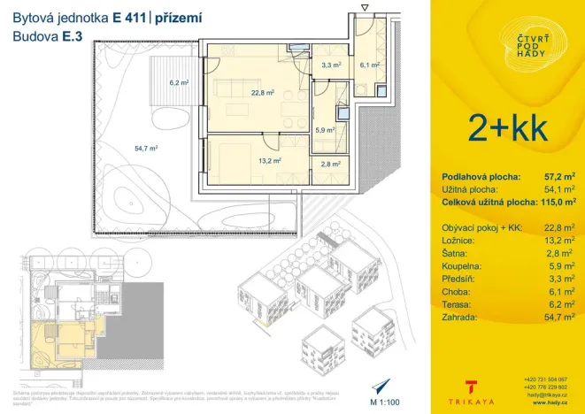 Prodej bytu 2+kk, Brno, Pod Hády, 54 m2