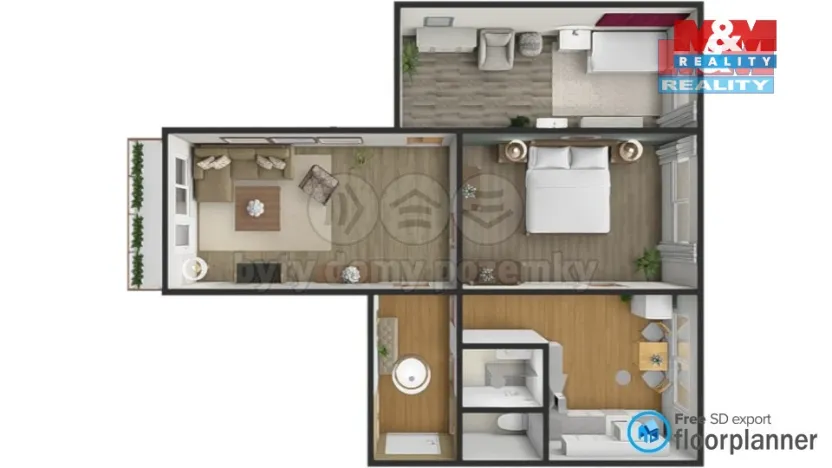 Pronájem bytu 3+1, Polná, Palackého, 62 m2