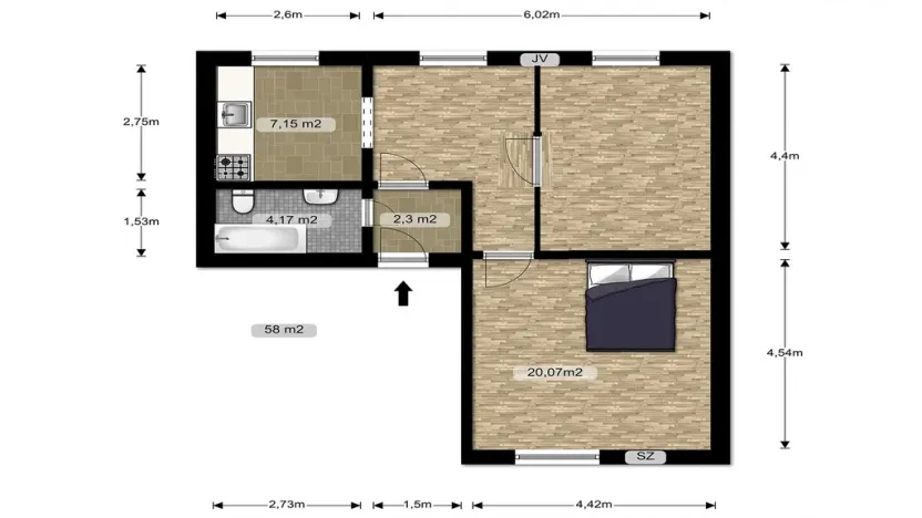 Pronájem bytu 2+1, Hradec Králové - Slezské Předměstí, Slavíčkova, 60 m2