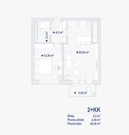 Pronájem bytu 2+kk, Brno - Zábrdovice, Bratislavská, 48 m2
