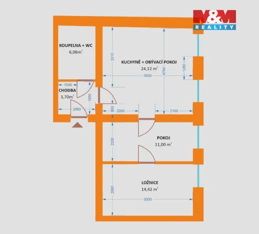 Pronájem bytu 3+kk, Bzenec, náměstí Svobody, 59 m2