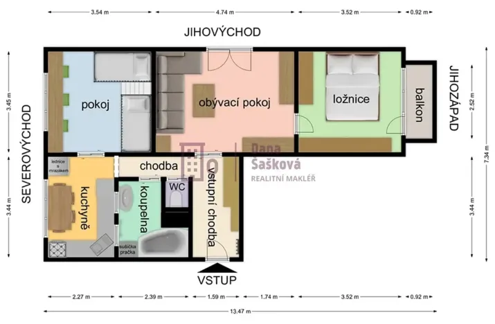 Pronájem bytu 3+1, Jindřichův Hradec, sídliště Vajgar, 64 m2