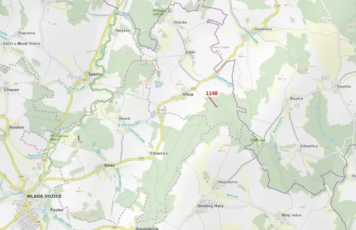 Dražba lesa, Vilice, 1105 m2