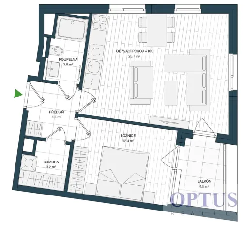 Prodej bytu 2+kk, Praha - Hlubočepy, Benešova, 52 m2