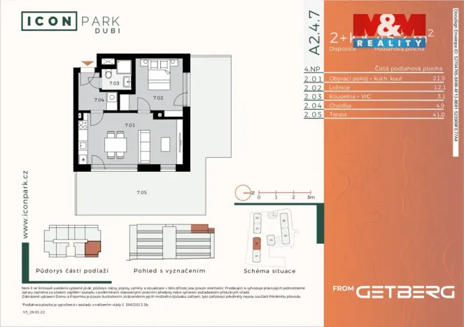 Pronájem bytu 2+kk, Kladno - Dubí, Ke křížku, 45 m2