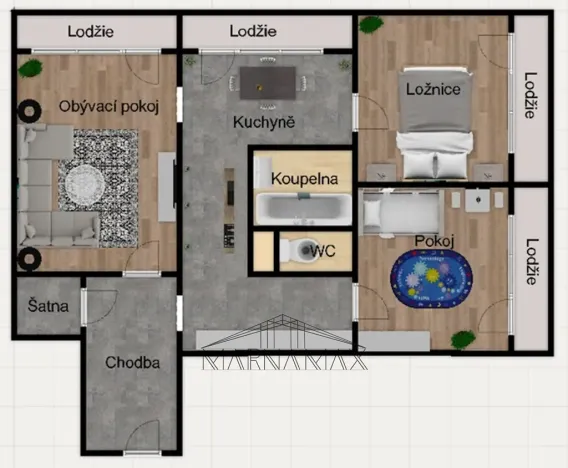 Prodej bytu 3+1, Chomutov, Šafaříkova, 72 m2