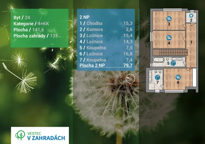 Prodej bytu 4+kk, Vestec, Vrbová, 141 m2