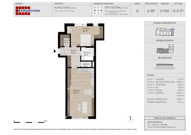 Pronájem bytu 2+kk, Písek, Pražská, 73 m2
