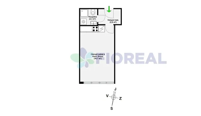 Pronájem bytu 1+kk, Praha - Vršovice, Bulharská, 22 m2