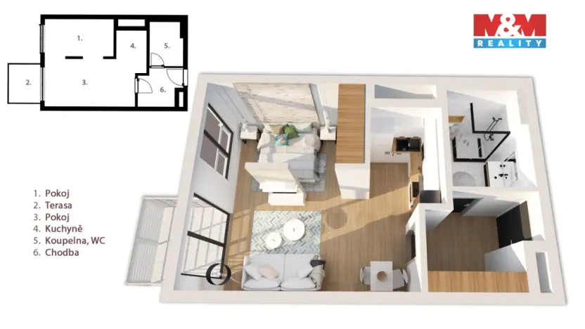 Prodej bytu 1+kk, Kralupy nad Vltavou, Nádražní, 38 m2