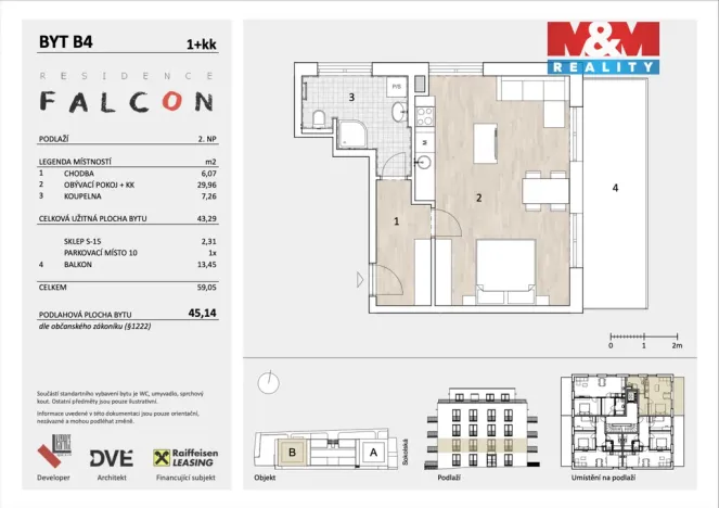 Prodej bytu 1+kk, Mělník, Sokolská, 43 m2