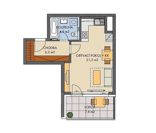 Prodej bytu 1+kk, Praha, náměstí Olgy Scheinpflugové, 33 m2