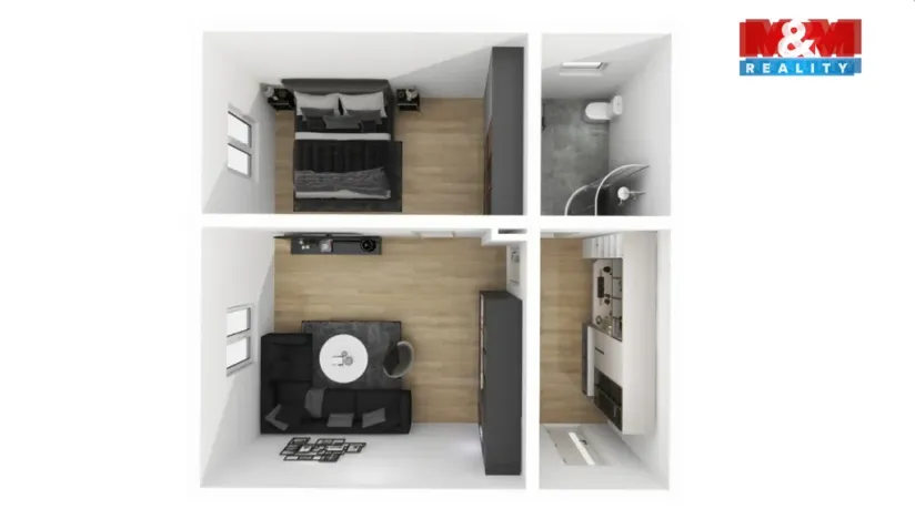 Pronájem bytu 2+kk, Radnice, Na Potocích, 49 m2