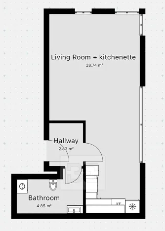 Pronájem bytu 1+kk, Praha - Karlín, Sokolovská, 40 m2