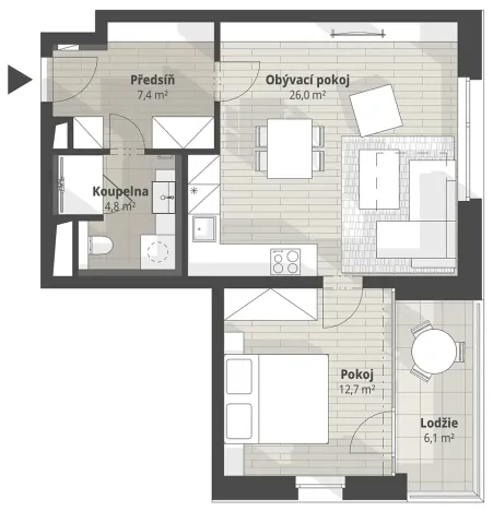 Pronájem bytu 2+kk, Liberec, Polní, 57 m2