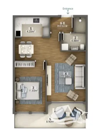 Prodej bytu 2+kk, Dobrá Voda, Černá Hora, 52 m2