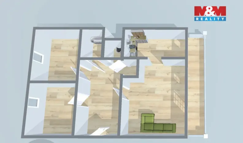 Pronájem bytu 3+1, Kolín - Kolín V, Podskalské nábřeží, 63 m2